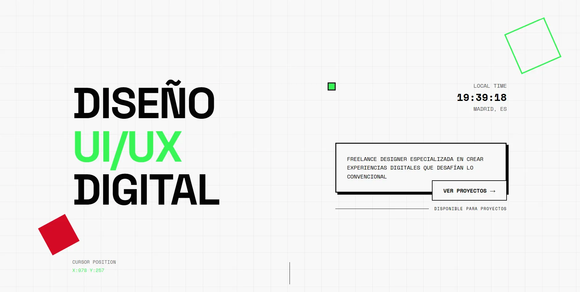 Portfolio Brutalist con diseño atrevido y único