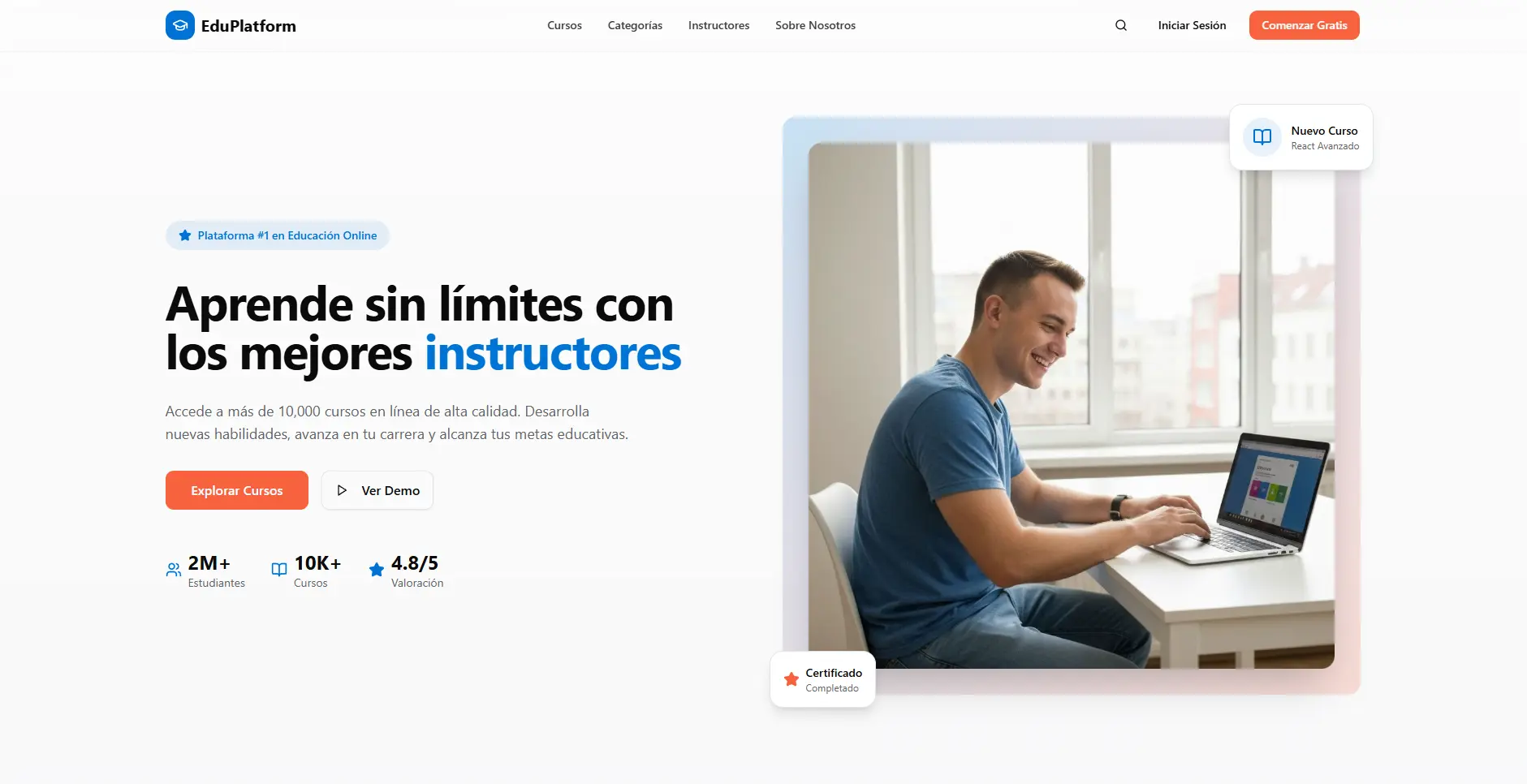 Previsualización de plataforma educativa con aulas virtuales