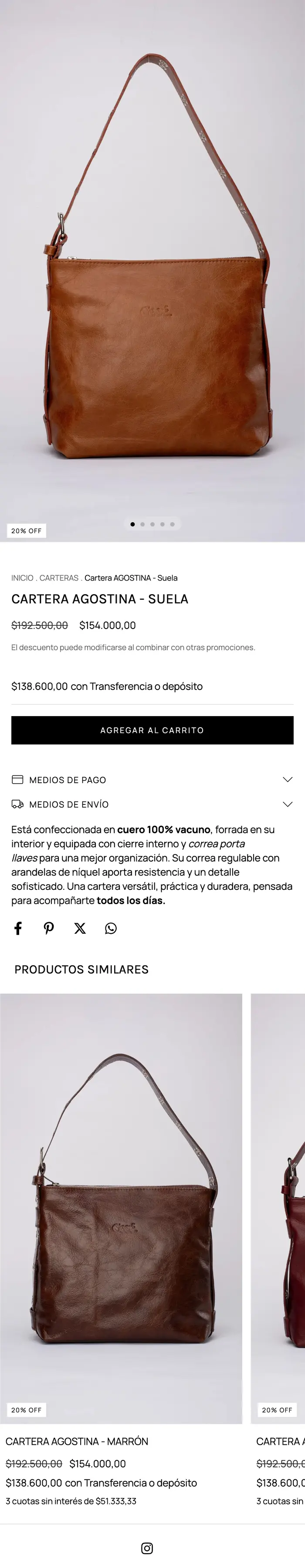 Dos piezas del catálogo tal y como se ven en el móvil, con su precio y su botón de compra (1)